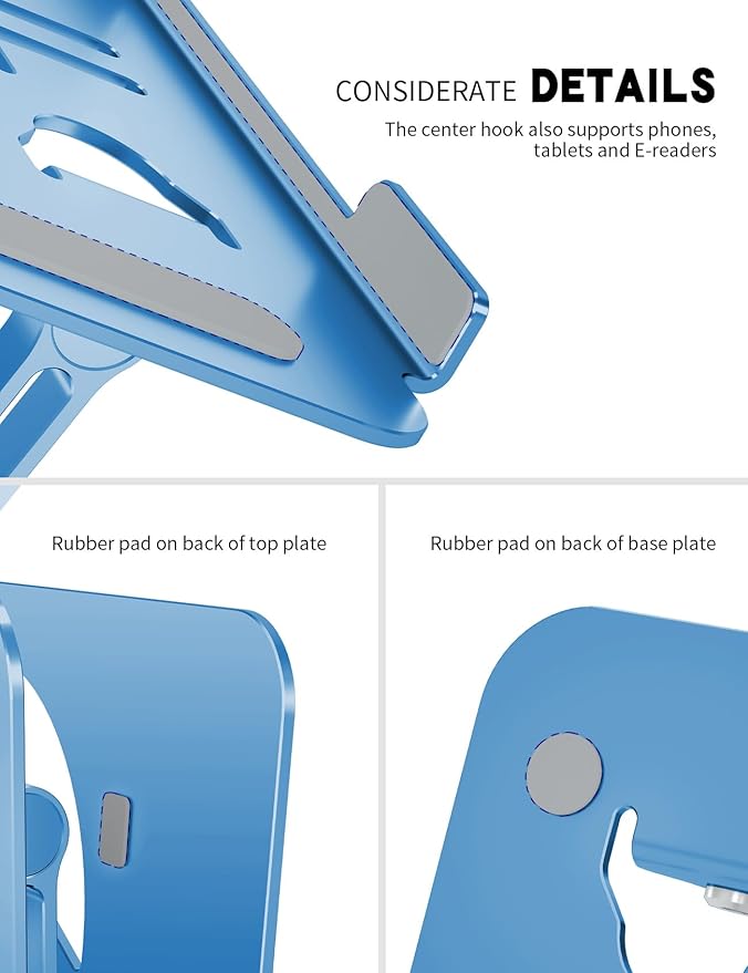 Laptop Stand, Ergonomic Adjustable Computer Stand for Collaborative Work, Foldable and Portable Heat Sink Computer Stands, Fits up to 16-inch Laptops (Dark Blue)