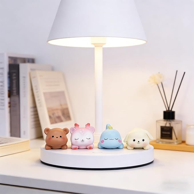 Computer Monitor Decor,Car Dashboard Decor,Cute Mini Animal Figurines,Resin Desk Decor, Mini Animal Statues for Aesthetic Room, Planter Pot,Computer Monitor,Car Monitor Decoration(White)