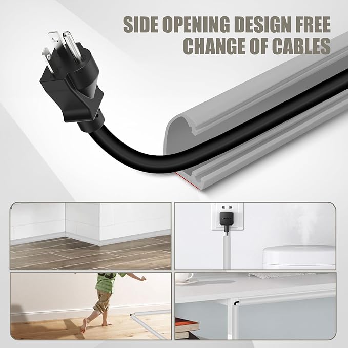 Cord Wall Cover, 118in Self-Adhesive Wire Covers for Cords on Wall, Extension Cable Hider for Floor, Mounted Tv, Home and Office Cavity 0.63" Wx0.31 H