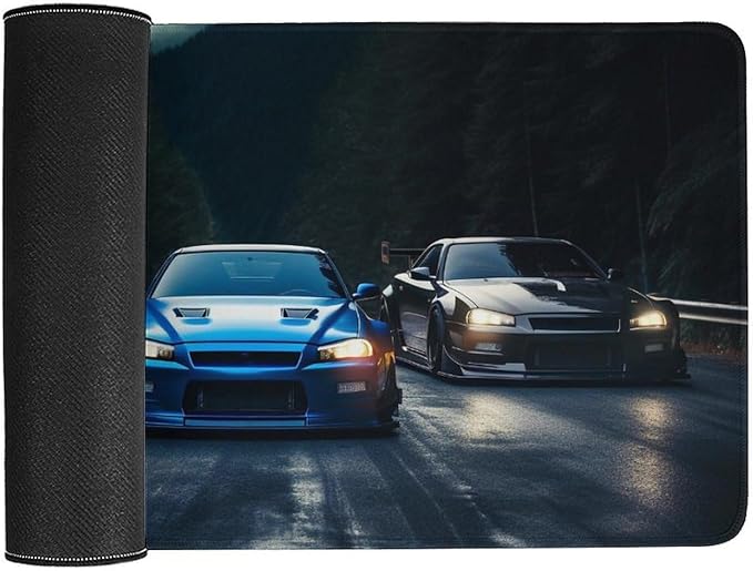 Large Mouse Pad Gaming R34 Sports Car Racing JDM Car Cool Big Computer Desk Mat Desk Pad for Keyboard and Mouse Mat Non-Slip Base 40X75cm