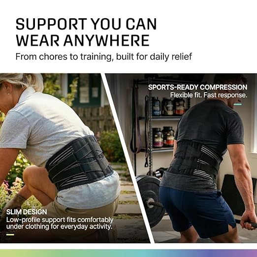 Modvel Back Brace for Lower Back Pain Women and Men – Lumbar Support Belt for Sciatica, Herniated Disc, Muscle Strain – Adjustable Breathable Work Brace with 6 Stays – Support for Posture – Size S