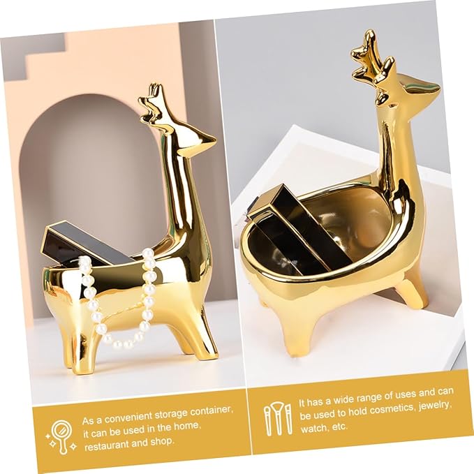 Jewelry Storage Box Deer Shape Deer Shaped Storage Holder Box Desktop Organizer Natural Appearance