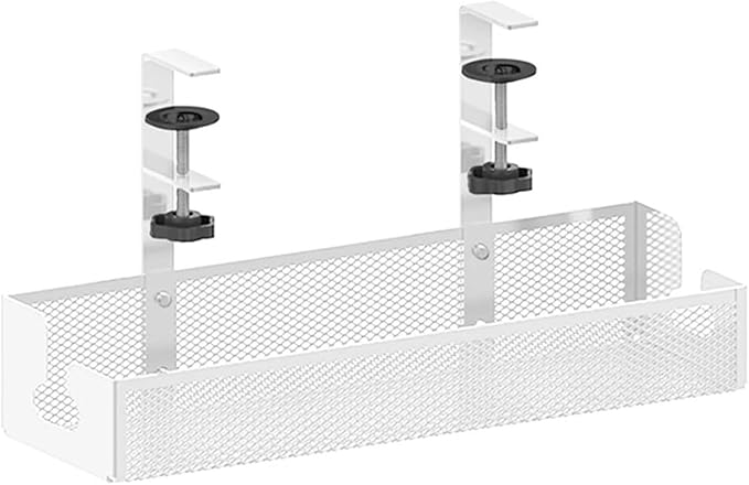 Under Desk Cable Management Tray No Drill Cord Organization Box With Clamp Cable Storage Box For Office Home(White 40cm)