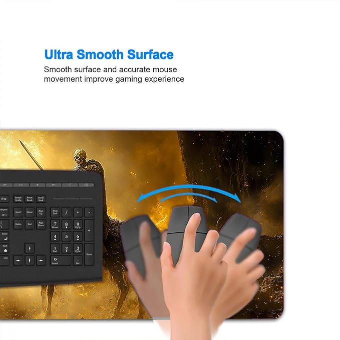 Skeleton Desk Mat Horse Sword Sunlight Cave XL Mouse Pad Large Mousepad Extended Laptop Keyboard Mat Gaming Desk Pad Mouse Mat Professional Desk Pad for Office Equipment 31.5x11.8 Inch