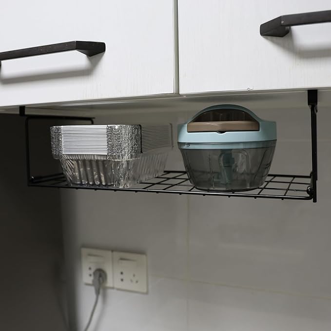 Foil and Plastic Wrap Organizer Kitchen Under Cabinet Desk Pantry Hanging Organizer Storage Foldable Rack (White