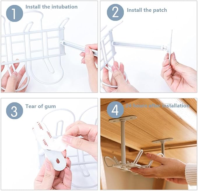 SEIWEI Under Desk Cable Management Tray, No Drill Steel Desk Cable Organizers, Wire Management Tray Cable Management Rack, Desk Cable Tray(White)
