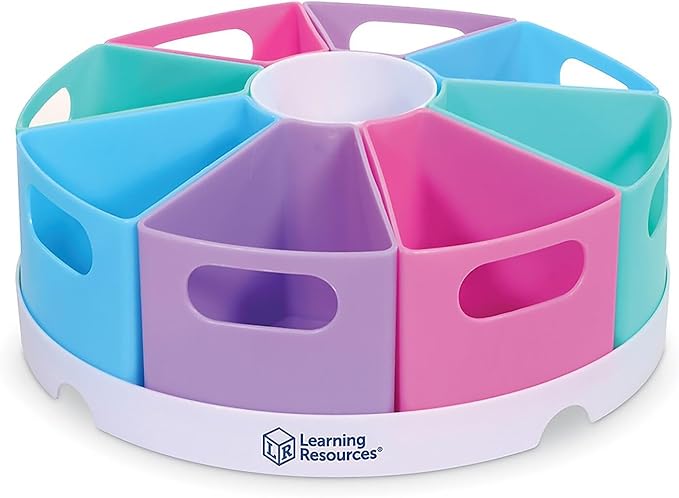 Learning Resources Create-a-Space Storage Center Pastel - Rotating Caddy Organizer for Kids, Art Supply Organizers for Markers, Pens and Pencils, Classroom Table Caddy for Teachers