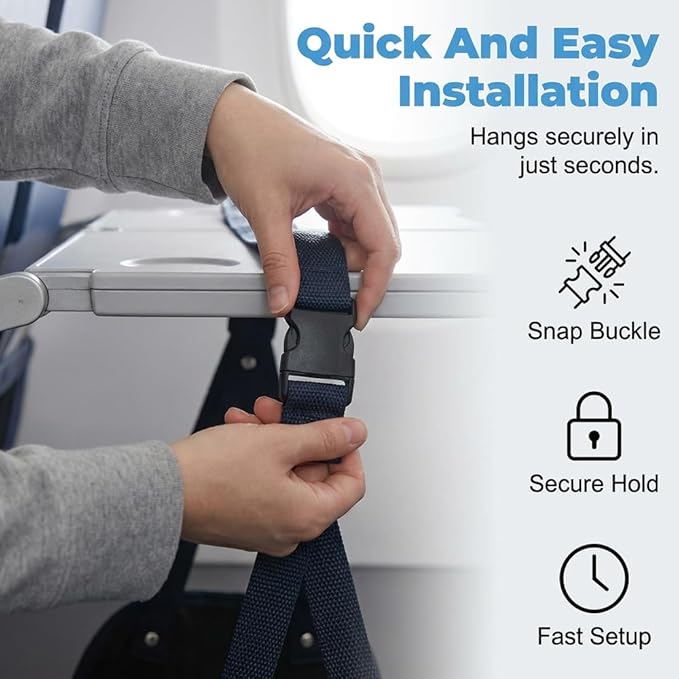 Airplane Foot Rest, Foot Hammock with Adjustable Strap, Portable Under Desk Foot Relaxation Hanger, Lightweight Travel Leg Rest Essential for Long Flight, Train & Office Use (1 Pack)