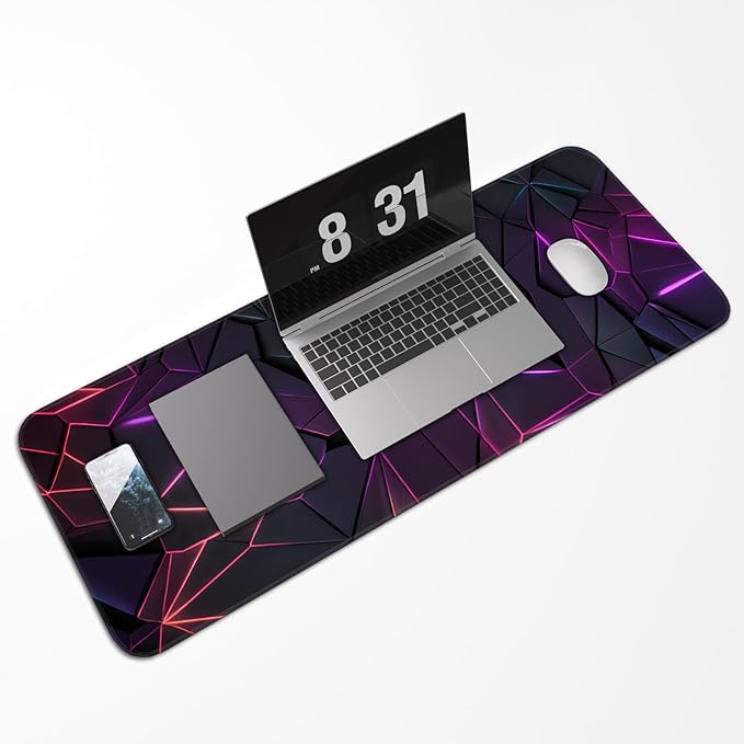 Stylish Geometric Design Gaming Mouse pad, Non-Slip Rubber Base, Stitched Edges, 31.5x11.8 inch Large Mouse pad, Suitable for Gaming and Desk Pads
