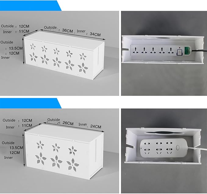 Cable Organizer Box, Large Cord Management Box to Hide Power Strip & Under Desk, TV Computer Wires Cable Organizer Hider Box for Home/Office 10.23 x 4.72x 5.31inch