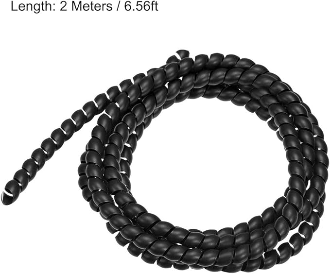 uxcell Flexible Spiral Tube Wrap Cable Management Sleeve 8mm X 10mm Computer Wire Manage Cord 2 Meters Length Black