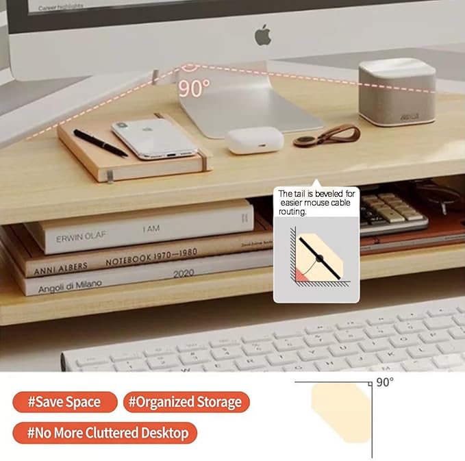 Corner Monitor Stand with Storage Space Triangle Riser Combo Desktop Corner Shelf with Cup Holder Pegboard Office Desk Accessories and Organizer for Office & Home,Black,Double Layer