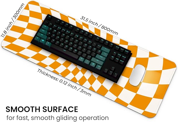 MAY FLOWER Gaming Mouse pad, Large Laptop Mousepad, Full Keyboard Mat, Long Computer Mouse Mat for Home and Office, Anti-Slip Rubber Base, 31.5 x 11.8 Inches (Checkered)