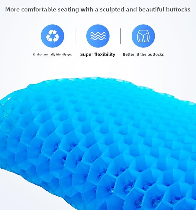 Summer ice pad Honeycomb Gel Office Chair Cushion, Long Sitting Silicone Butt pad, car Cool seat Cushion