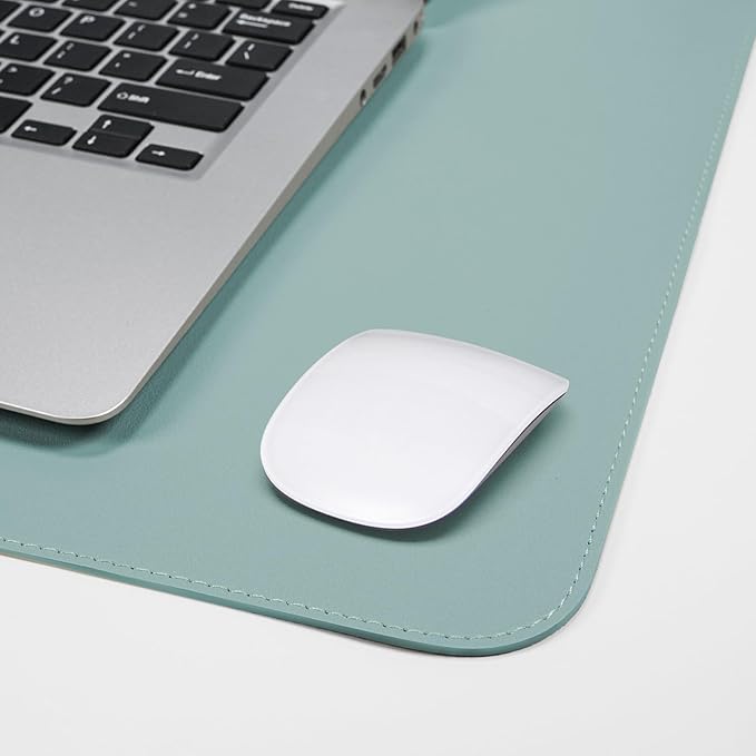 AFIING Cork Desk Mat 35.4" x 17", Dual-Sided Natural Cork & PU Leather Desk Pad, Non-Slip Waterproof Large Mouse Pad for Office, Home & Gaming (Light Blue)