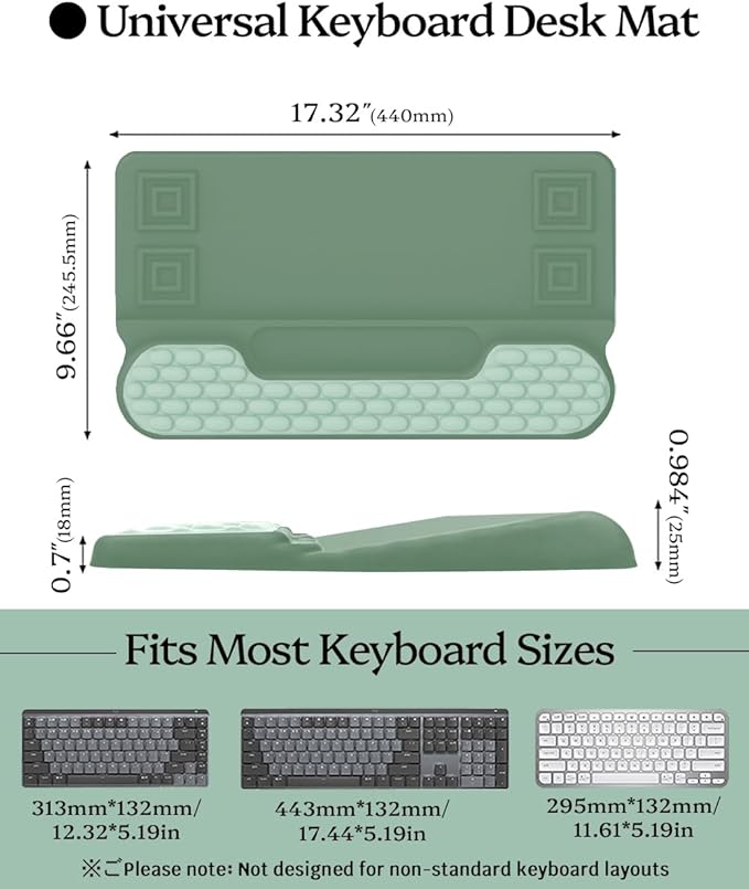 Wrist Rest for Computer Keyboard, 2 in 1 Keyboard Wrist Support Pad, Memory Foam Keyboard Riser Holder Lift Tray with Wrist Pad for Easy Typing for Office Desk, Home, School (Green)