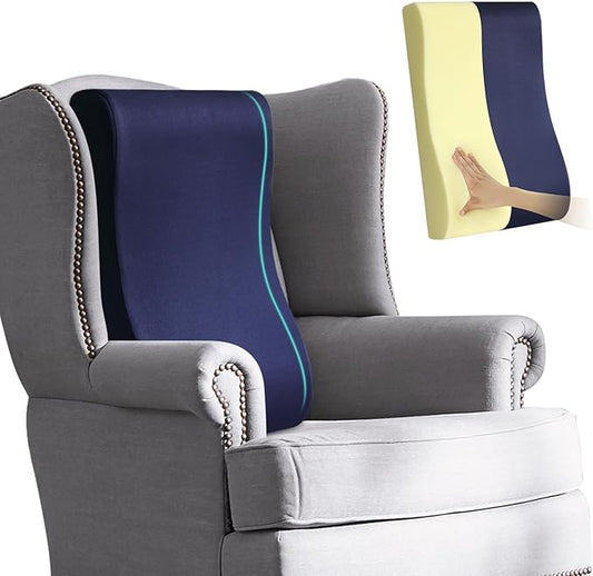 2-in-1 Neck Pillow Lumbar Support Pillow for Recliner Couch& Glider Chair - High Resilient Foam Ergonomic Back Support for High-Back Rocking Chairs, Glider Rocker Replacement Cushions Navy M