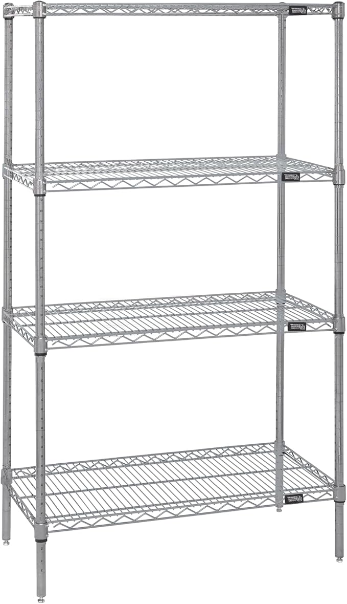 QUANTUM STORAGE SYSTEMS WR74-1472S Starter Kit Wire Shelves Stainless Steel 4 Shelves 74" H x 72" W x 14" D