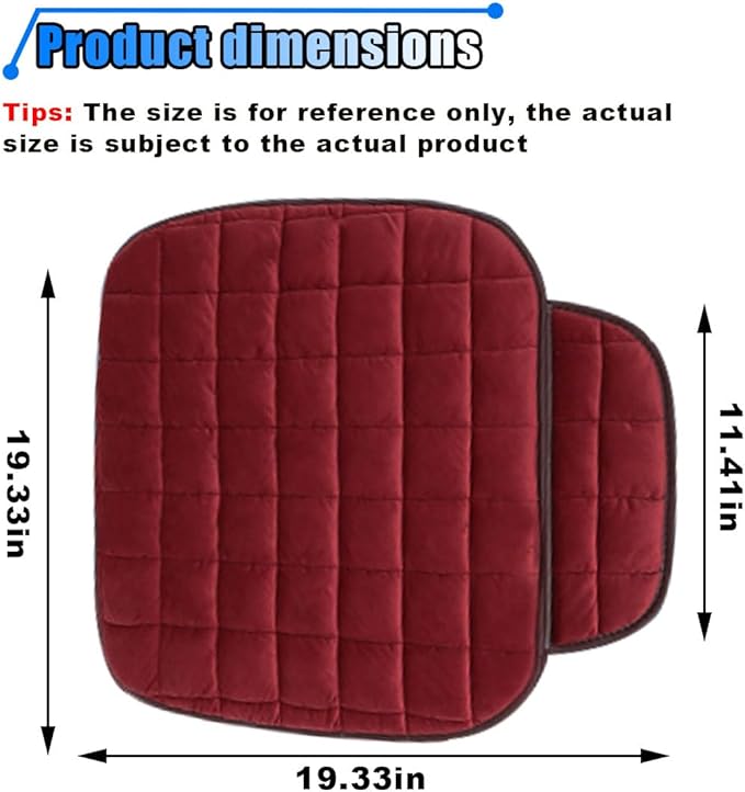 LAINLOY Car Seat Cushion, Soft Plush Vehicle Driver Seat Pad with Storage Pocket, Non-Slip Flat Rubber Bottom, Universal Seat Protector Cover for Truck, Car, SUV, Home, Office, Chair(Red)