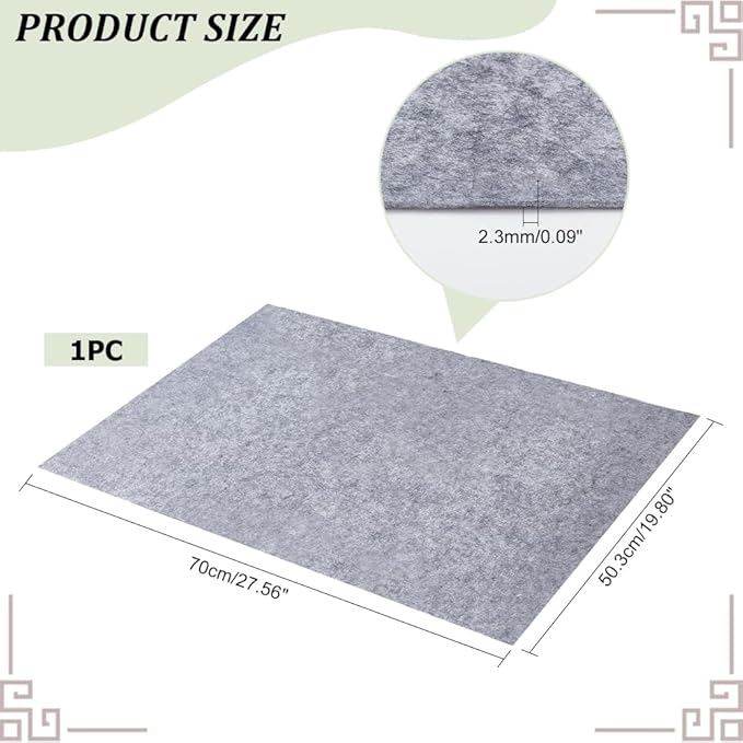 PH PandaHall 27.5 x 19.8 Inch Water Drawing Cloth, Gray Writing Felt Mat Chinese Calligraphy Mat Reusable Water Paper Felt Desk Pad for Painting Chinese Calligraphy Practicing Beginners