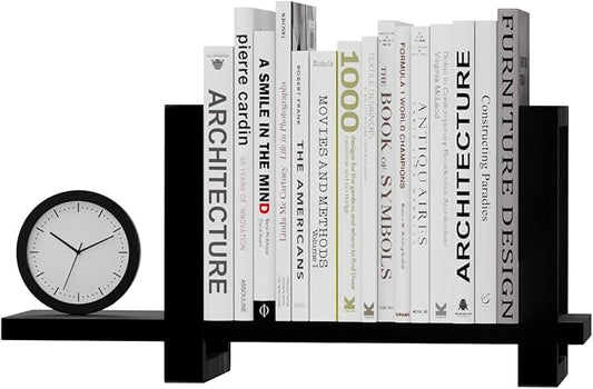 100% Solid Wood Adjustable Desktop Bookshelf, Retro Tabletop Bookshelf, Desk holder Shelf for Living Room, Home, Office, Perfect for Magazine, Books, Cookbooks, No Tools Required to Assemble (Black)