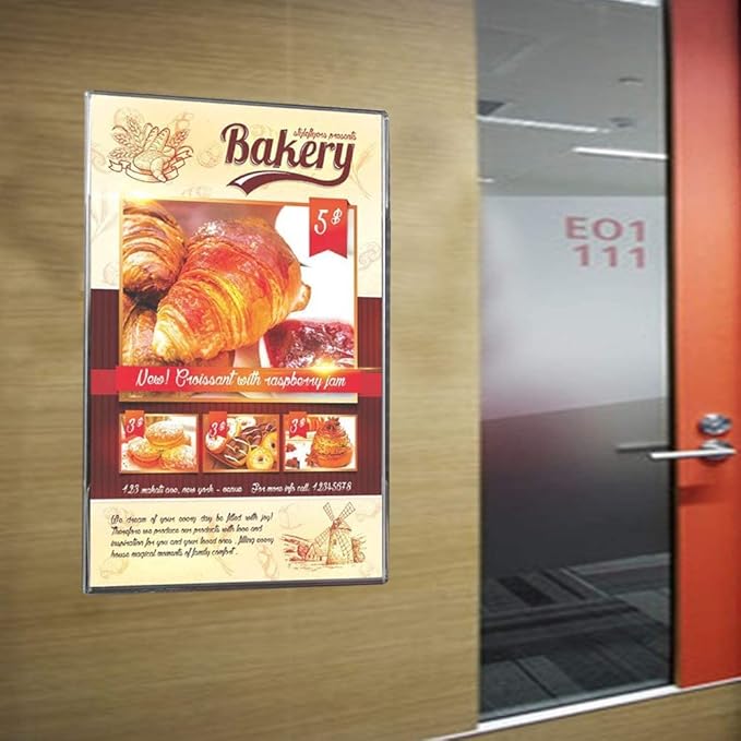 Acrylic Sign Holder 8.5 x 11 Wall Mount, Wall Mount Sign Holders, Clear Acrylic Frame with 3M Tape Adhesive, Plastic Wall Sign Holder for Office, Home, Restaurant-Vertical (10 Pack)