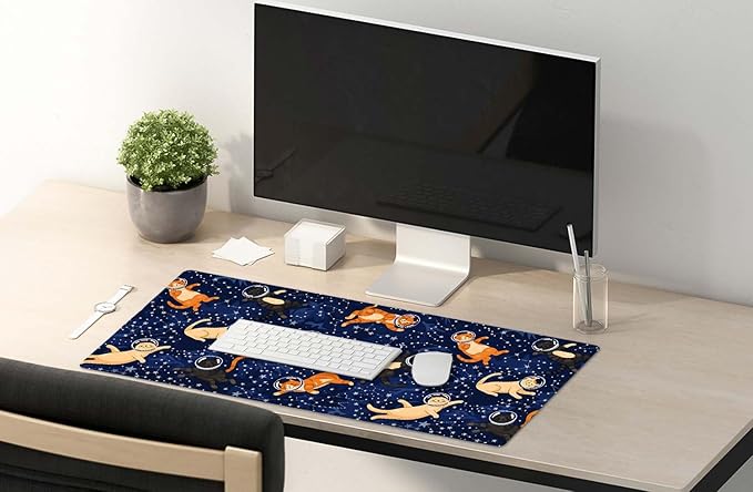 SSOIU Cute Cats & Constellations Desk Mat - Extra Large, XXL Gaming Mouse Pad, 35.5" x 15.7"