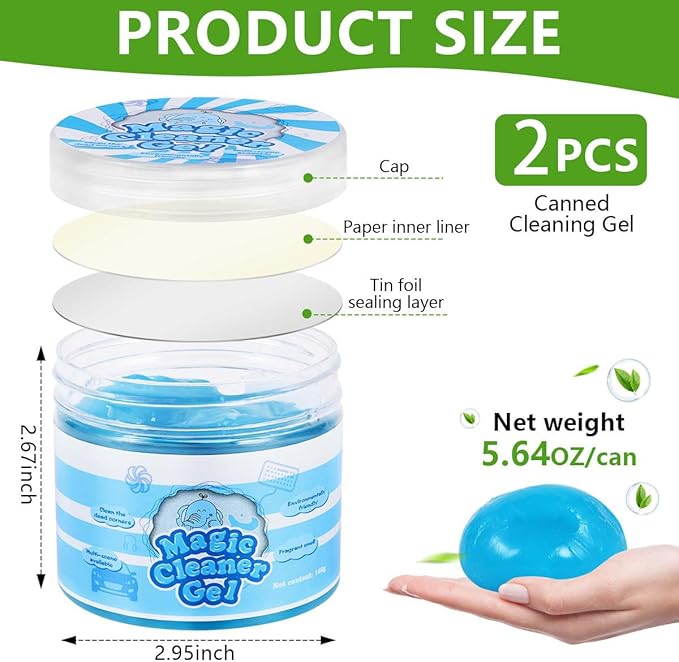 SenseYo 2 Pack Car Cleaning Gel Slime Clean Putty Dust Remover Car Interior Cleaner Kit Supplies Accessories Auto Detailing Tools for Air Vents Consoles Cup Holders Keyboards Notebook Camera