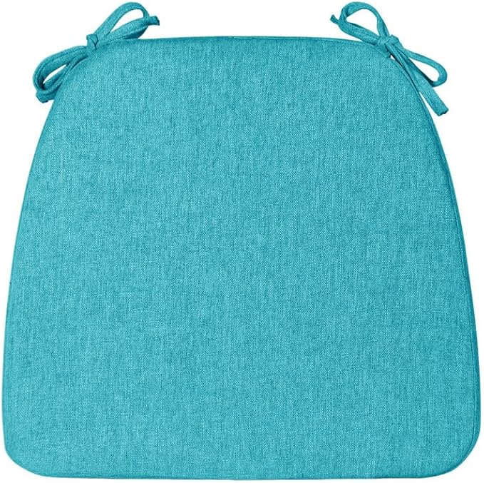 Chair Cushions Set of 1, D-Shaped Seat Cushion for Chair, Non Slip Chair Pads with Ties, 17" x 16" x 2", 40D Foam, Removable Washable Cover, Seat Cushions for Kitchen Chairs, Lake Blue