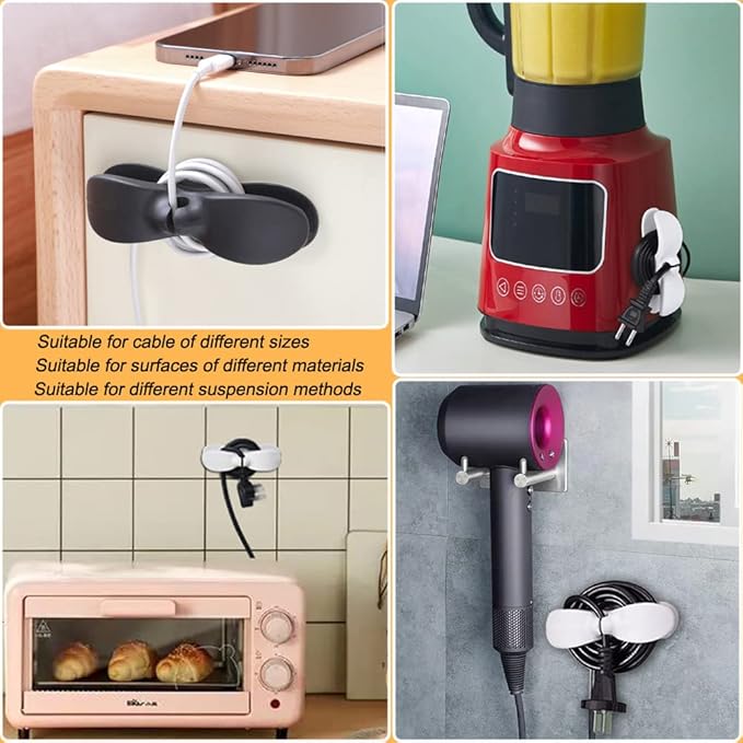 SisBroo Cord Organizer for Appliances, 10PCS Kitchen Appliance Cord Winder Cable Organizer, Cord Holder Cord Wrapper for Appliances Stick on Pressure Cooker, Mixer, Blender, Coffee Maker, Air Fryer