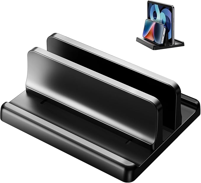 3 in 1 Vertical Laptop Stand Holder,Adjustable ABS Plastic Desktop Notebook Dock,Vertical Laptop Stand Space-Saving for All MacBook/Surface/Samsung/HP/Dell/Chrome Book