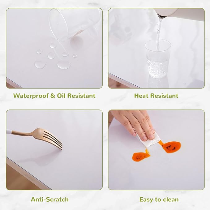 12 x 24 Inch Table Cover Protector - Clear Vinyl, 1.5mm Thick Plastic, Desk Mat