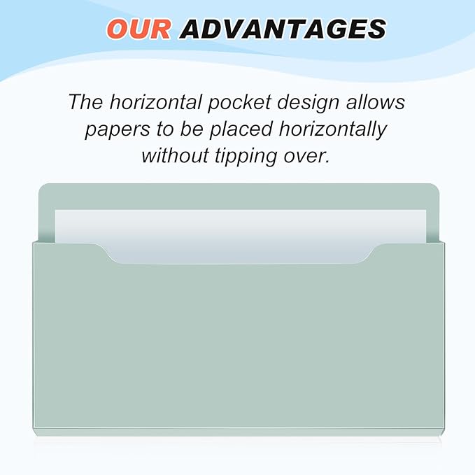Fuutreo 6 Pcs Magnetic Wall File Organizer Magnetic Wall File Holder Refrigerator Magazine Holder for Mail Letters Paper(Light Vintage,Horizontal-large)