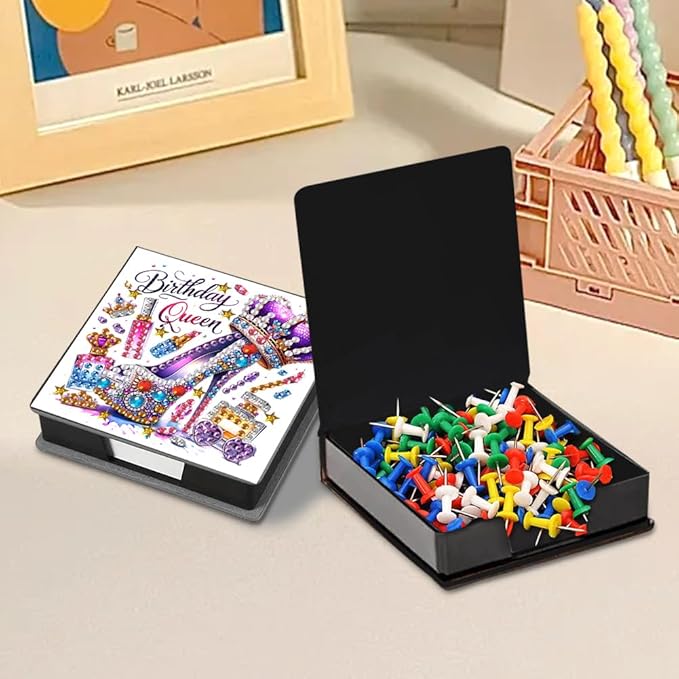 Diamond Painting Kits Sticky Note Holder, DIY Diamond Art Accessories Memo Pad Box for Desk, Mosaic Craft Kits for Adults Beginners, Cute Office Decor Gifts Women(High Heels A)