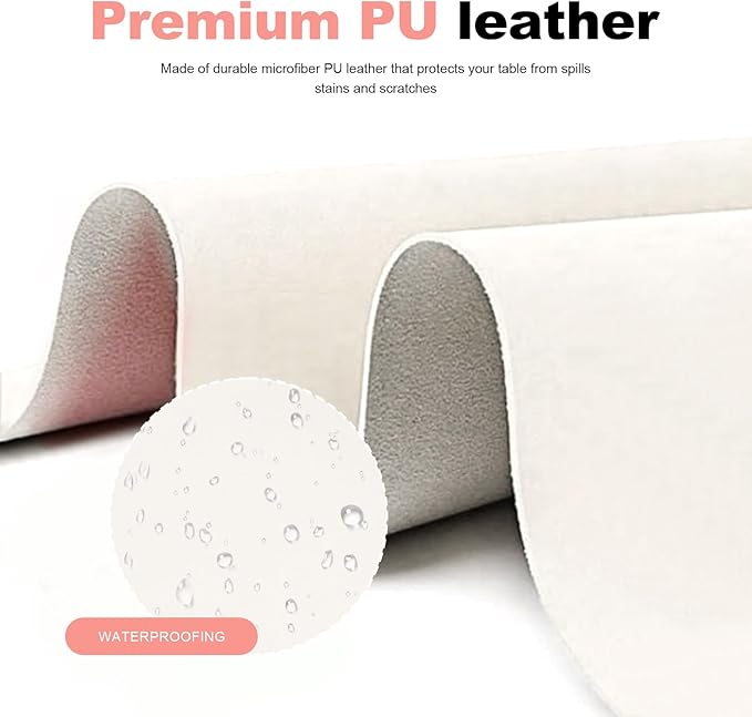 Foldable Nail Art Table Mat, Waterproof PU Leather Desk Mat for Manicure, Non-Slip Protective Pad for Nail Tech Salon Home, Portable and Easy Clean (White, 60x30cm)（Hand Rest Cushion not Included. ）