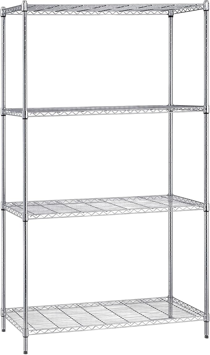 Quantum Storage Systems WR74-3672C Starter Kit for 74' High 4-Tier Wire Shelving Unit, Chrome Finish, 36' Width x 72' Length x 74' Height