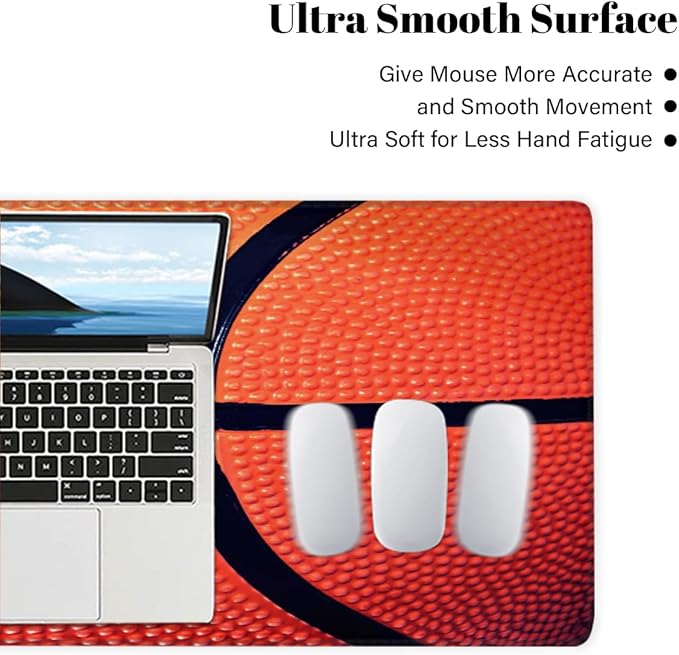 Basketball Oil Painting Large Mouse Pad Non-Slip Rubber Long Gaming Desk Mat Big Computer Keyboard Mousepad Waterproof Protector Wristing Pad for Gaming Office Home Decorative 31.5 X 11.8 Inch