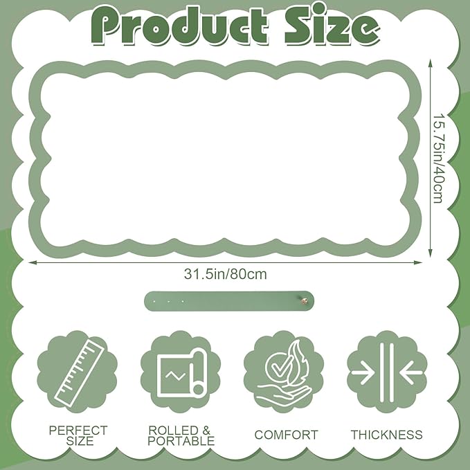 Teenyyou Makeup Mat for Vanity Protect Scalloped Makeup Mat 31.5 x 15.8'' Vanity Cover Top 2026 Graduation Gifts Dual-sided Dressing Table Pad Waterproof Mouse Pads for Dormitory Desktop(Green Edge)