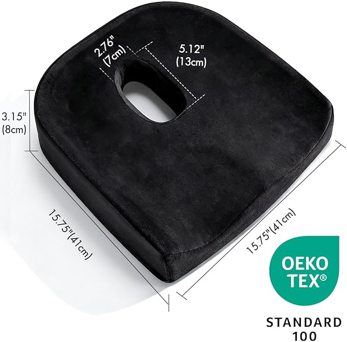 Memory Foam Donut Pillow for Coccyx Sitting Comfort,Large Supportive Seat Cushion with Center Cut-Out Design for Pressure Relief,Comfort Donut Cushion for Home & Office Chairs