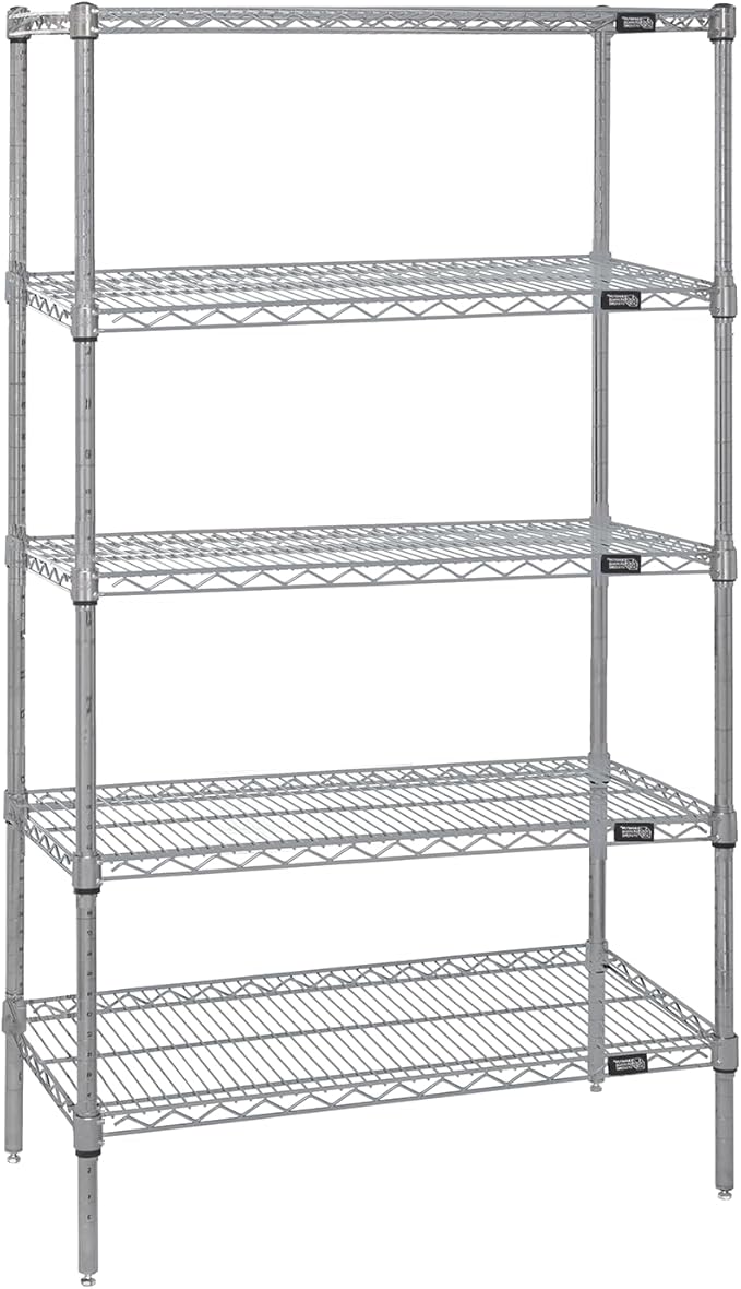 Quantum Storage Systems WR63-1830S-5 Starter Kit Wire Shelves Stainless Steel 5 Shelves 63" H x 30" W x 18" D