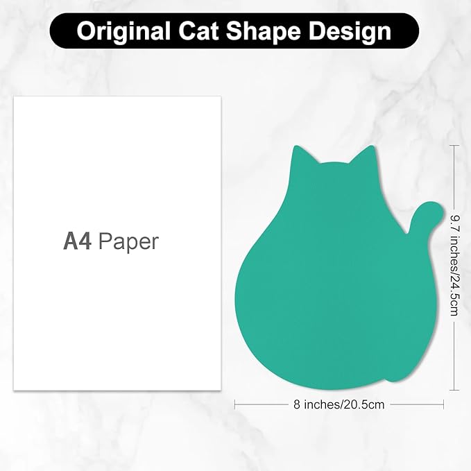 Funny Leather Mouse Pad Cute Cat Shape Office Desk Accessories Decor for Women Small Mousepad with Non-Slip Rubber Base Washable Waterproof, 9.7" x 8", Light Green