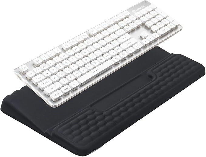Keyboard Stand with Wrist Rest，Ergonomic Wrist Pad Memory Foam Keyboard Riser Holder Tray with Non-Slip Base, Pain Relief for Work Study Game (Black)