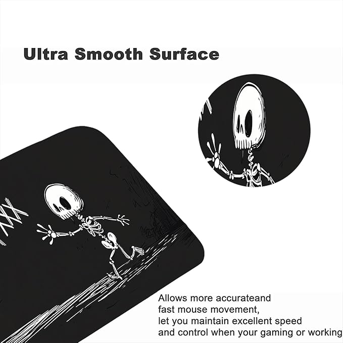 Cartoon Skull Desk Mat Funny Dog Skull Halloween Extended Gaming Mouse Pad Mat with Stitched Edge Non-Slip Base Big Mouse Pad 31.5"x11.8" Office Computer Keyboard Laptop Home