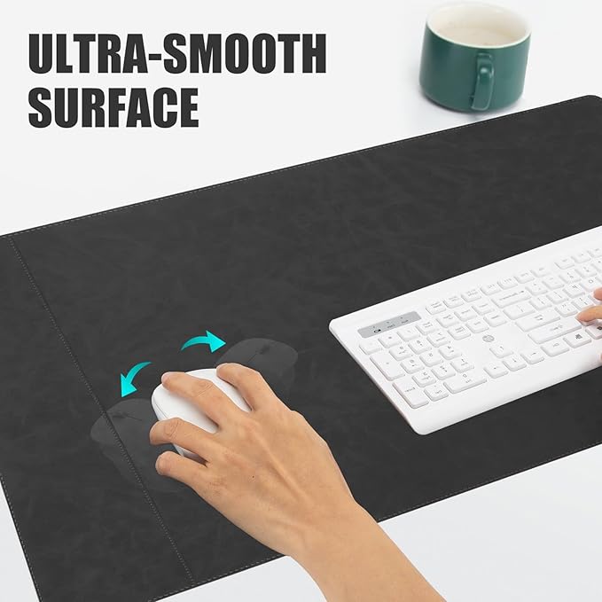 Magnetic Wireless Charging Desk Mat, Office Large Office Mouse Pad, Microfiber Leather Mouse Mat with Ultra-Smooth Surface, Waterproof Computer Keyboard Desk Mat for Office & Home, Laptop, Gray