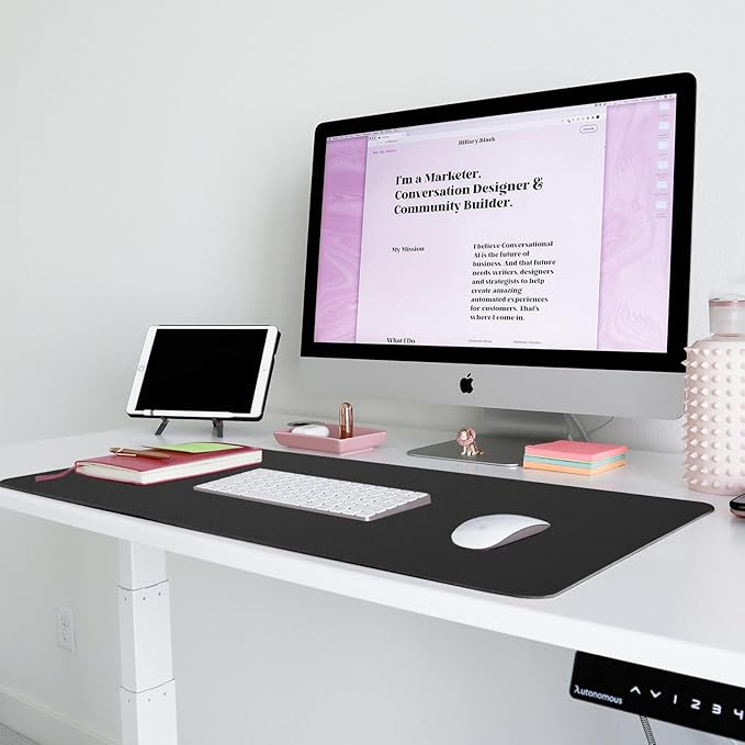 Large Leather Desk Pad Protector,Black, 27.5inch x 13.7inch,Non-Slip Durable Office Desk Mat for Writing, Computer, Laptop, Mouse Pad & Desktop Use,Desk Protector Mat