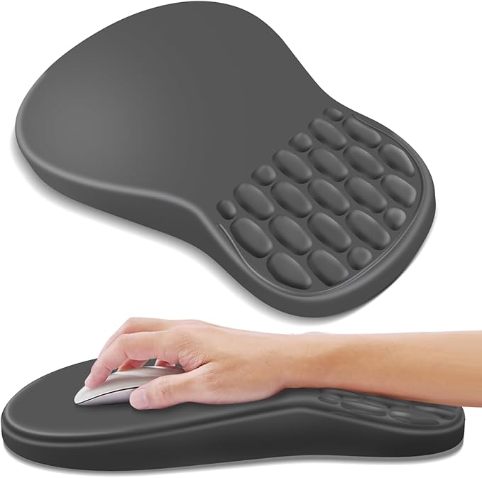 YIWEI Ergonomic Mouse Pad with Wrist Rest - Comfortable Office Mousepad with Memory Foam Wrist Support for Carpal Tunnel Relief, Mouse Pads with Non-Slip Base for Gaming and Home (Dark Gray)