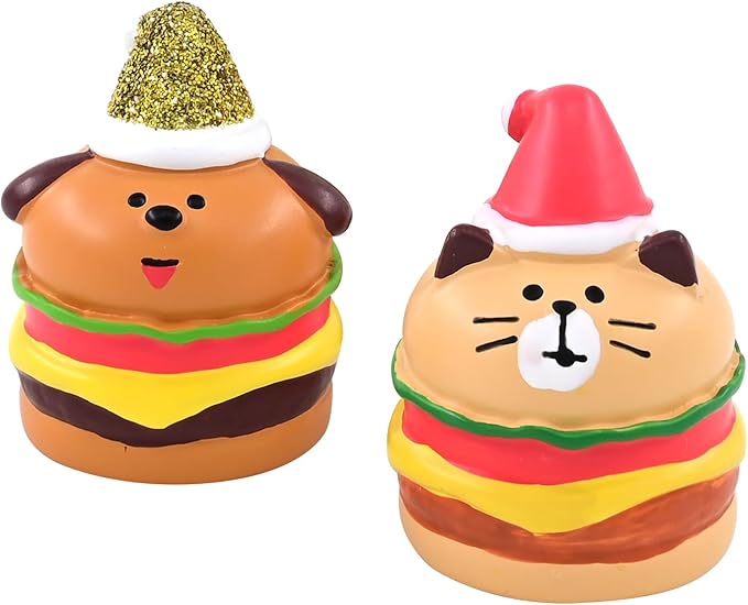 RAQWI Hamburger Cat Figurines Miniature Fast Food Accessories for Office, Home Decoration Perfect for Desk Decor