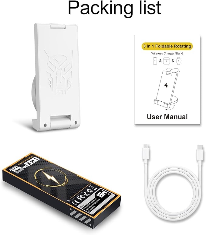 2024 Upgrated Wireless Charger: 3 in 1 Charger Stand Multiple Devices for Apple - iPhone 16 15 14 Pro Max 13 12 11 - Watch 10 9 8 7 6 5 4 3 2 SE and Ultra Series - Airpods 4 3 2 Pro