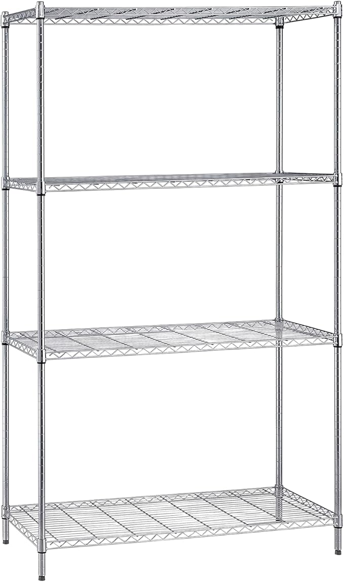 Quantum Storage Systems WR86-1854C Starter Kit for 86" High 4-Tier Wire Shelving Unit, Chrome Finish, 18" Width x 54" Length x 86" Height