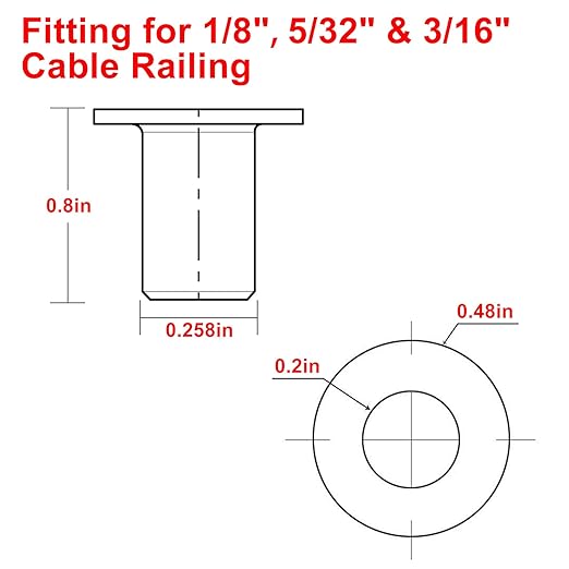 BLIKA 200 Pack Black Stainless Steel Protector Sleeves for 1/8" 5/32" or 3/16" Deck Cable Railing, for Wood/Composite Posts, T316 Marine Grade, Black Cable Railing Protector Sleeves